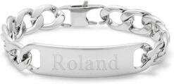 Bracelet ID En Acier Inoxydable Gravable Pour Homme, 8 Pouces De Long - Bracelets Personnalisés Pour Homme - Bracelet ID Homme Avec Gravure - Cadeaux Gravables Pour Lui - Cadeau D'anniversaire - Cadeau Pour Papa - Cadeau De Noël