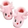 Knemksplanet Garçons Filles Chaussures De Noël Enfants Hiver Cartoon Elk Bunny Chaussons Chaud Fuzzy House Chaussons Non-Slip Intérieur Extérieur