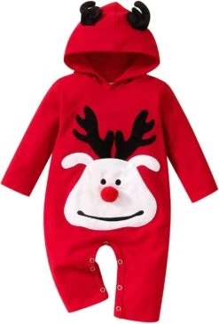 Romper Bébé Fille Noël Enfant Enfants Nouveau-né Infantile Bébé Garçons Filles Mignon Bande Dessinée Cerf À Manches Longues À Capuche Romper 7