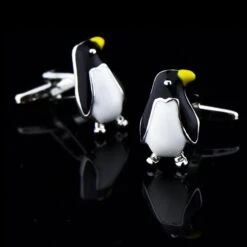 Banemi Boutons De Manchette En Métal, Boutons De Manchette Et Goujons Noir Pingouin Enamel Sets Pour Le Dîner De Noël 1.8CM -Rose Magasin 5150RaVrguL. AC UL1500