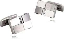 Housses De Bouton Pour Chemise De Smoking, Sertissages De Manchette En Argent Sertis De Rectangle En Acier Inoxydable Pour Le Dîner De Noël 2X1.3CM