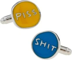 Banemi Boutons De Manchette Qui Ressemblent à Des Boutons, Boutons De Manchette Bleus Fo Rmen Rond Gravure Piss & Shit Sets Pour Le Dîner De Noël