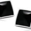 Banemi Groom Boutons De Manchette Personnalisés, Boutons De Manchette Noir Ensembles Carrés En Acier Inoxydable Pour Dîner De Noël 1.6X1.6CM