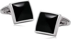 Banemi Groom Boutons De Manchette Personnalisés, Boutons De Manchette Noir Ensembles Carrés En Acier Inoxydable Pour Dîner De Noël 1.6X1.6CM