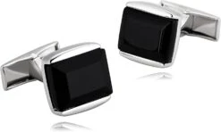 Banemi Boutons De Manchette Robe Chemises, Tuxedo Boutons De Manchette Et Studs Noir Acier Rectangle Cristal Ensembles Pour Dîner De Noël 1.5X1.5CM