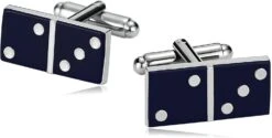Banemi Manchette Lien, Bleu Boutons De Manchette En Acier Inoxydable Rectangle Ronds Ensembles Pour Dîner De Noël 2.1X1CM