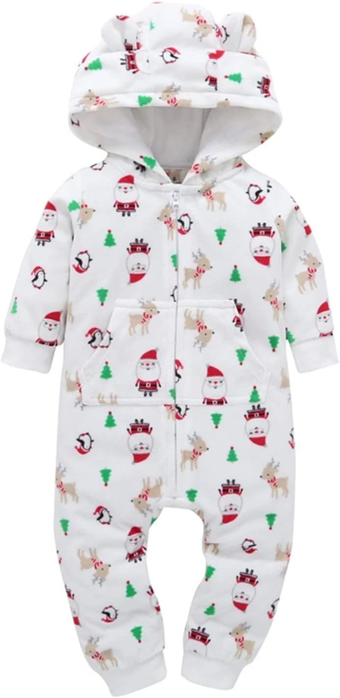 Garçon 24 Mois Vêtements Nouveau-né Infantile Bébé Filles Garçons Floral Animal Oreille Automne Noël À Capuchon À Manches Longues Romper Combinaison Vêtements Dressy Bébé Garçon Tenues (Blanc, 6-9 Mois) 4 Garçon 24 Mois Vêtements Nouveau-né Infantile Bébé Filles Garçons Floral Animal Oreille Automne Noël À Capuchon À Manches Longues Romper Combinaison Vêtements Dressy Bébé Garçon Tenues (Blanc, 6-9 Mois) – Image 2