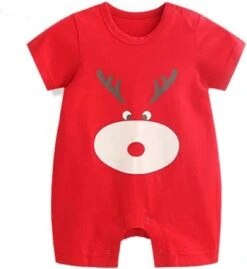 Vêtements Pour Petit Garçon De Noël Bébé Infant Nouveau-né Garçons Filles Mignon Bande Dessinée À Manches Courtes Romper Combinaison Outfit (Rouge, 3-6 Mois)