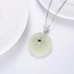 JKR Naturel Jade Collier Pour Femmes Sterling Argent Bonne Fortune/Phoenix/Butterfly/Shirt En Forme De Hetian Jade Pendentif Collier Pour Filles Maman D'anniversaire Cadeaux De Noël -Rose Magasin 51LSD KUnL. AC UL1500