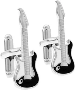 Banemi Boutons De Manchette Pour Père De Groom, Noir Boutons De Manchette Shirt Guitar Sets Pour Dîner De Noël 3.2X1.1CM