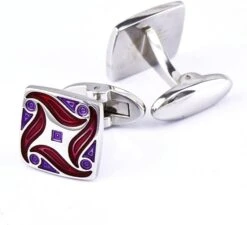 Banemi Silver Boutons De Manchette Gravé, Boutons De Manchette Groom Personnalisé Émail Carré Ensembles Pour Dîner De Noël 1.6CM