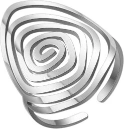 Dreamtimes Tourbillon Géométrique Anneau Spiral Tourbillon Anneau Tressé Wrap Style Femmes En Acier Inoxydable Exagéré Réglable Pouce Ouvert Anneau De Mode Bijoux Cadeau Pour Femme Petite Amie Jour De Noël/Valentin Jour Cadeau