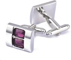 Banemi Boutons De Manchette Sur Boutons, Boutons De Manchette Initiaux Rectangle Cristal Ensembles Pour Dîner De Noël 1.8CM