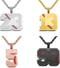 Collier De Numéro Personnalisé Pour Hommes Athlètes En Acier Inoxydable Collier Pendentif Gravé / Nom De Baseball Pour Son Charme De Chaîne De Baseball Sport Softball Team Inspiration Bijoux Cadeaux De Noël
