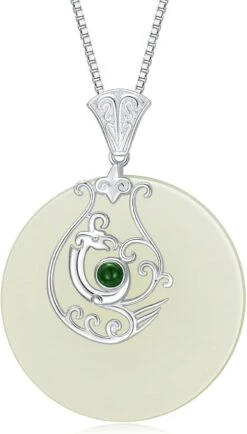 JKR Naturel Jade Collier Pour Femmes Sterling Argent Bonne Fortune/Phoenix/Butterfly/Shirt En Forme De Hetian Jade Pendentif Collier Pour Filles Maman D'anniversaire Cadeaux De Noël