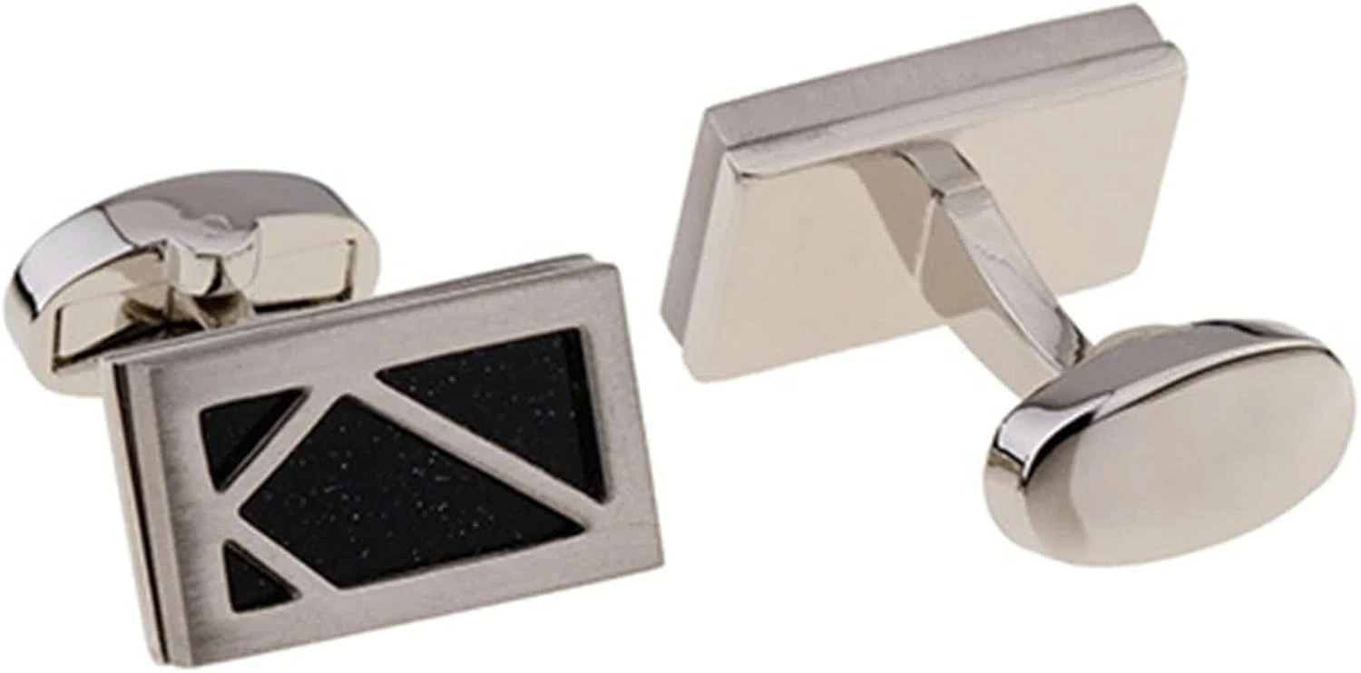 Banemi Silver Boutons De Manchette Gravé, Argent Boutons De Manchette Rectangle Sets Pour Dîner De Noël 2.05X1.25CM 4 Banemi Silver Boutons De Manchette Gravé, Argent Boutons De Manchette Rectangle Sets Pour Dîner De Noël 2.05X1.25CM – Image 2