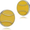 Boutons De Manchette Pour Poignets Boutonnés, Boutons De Manchette En Argent Pour Adolescents Ensembles De Balles De Tennis En Acier Inoxydable Pour Dîner De Noël 1.8X1.8CM