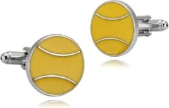 Boutons De Manchette Pour Poignets Boutonnés, Boutons De Manchette En Argent Pour Adolescents Ensembles De Balles De Tennis En Acier Inoxydable Pour Dîner De Noël 1.8X1.8CM