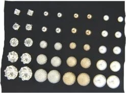 20 Paires Boucles D'oreilles Cristal Perle Boucle D'oreille Ensemble Oreille Stud Bijoux Pour Filles Femmes Hommes Argent Et Or Pour Cadeaux De Noël