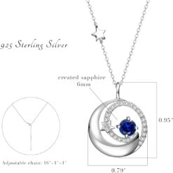 FANCIME Birthstone Colliers 925 Sterling Argent Lune Et Étoile Pendentif Beaux Bijoux D'anniversaire Cadeaux De Noël Pour Les Filles Maman Femme Dame Fille, Réglable Chaîne 16+2" -Rose Magasin 51yZT0dE4L. AC UL1100