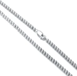 CEKAMA 925 Sterling Argent Perle Boule Chien Tag Chaîne Pour Hommes Et Femmes Argent Perle Chaîne Collier Argent Boule Chaîne Colliers 3.0MM, 18 - 26 Pouce Bijoux Cadeaux Pour Noël Saint Valentin Fête Des Mères Fête Des Pères