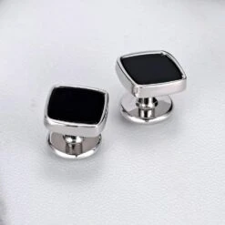 Banemi Boutons De Manchette Vintage, Boutons De Manchette Et Goujons Noir En Émail Carré En Acier Inoxydable Ensembles Pour Dîner De Noël 1X1CM -Rose Magasin 61 Z6JiZOHL. AC UL1500