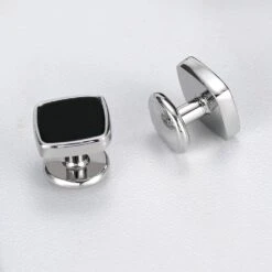 Banemi Boutons De Manchette Vintage, Boutons De Manchette Et Goujons Noir En Émail Carré En Acier Inoxydable Ensembles Pour Dîner De Noël 1X1CM -Rose Magasin 613b1n7tbLL. AC UL1500