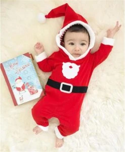 NLGToy Bébé Tenues Infantile Bébé Filles Garçons Ensembles Santa Rayé À Capuche Polaire Romper Combinaison De Noël Vêtements Infantile -Rose Magasin 6147MSI478L. AC UL1500