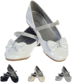 Chaussures Plates Gwen & Zoe Girl Dress Flats Pour Mariages, Noël Et Fêtes - Grandes Et Petites Filles, Tout-petits, Première Communion Avec Sangle De Strass