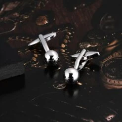 Boutons De Manchette 25e Anniversaire, Jeu De Boutons De Manchette En Argent Ensembles De Billes En Acier Inoxydable Pour Dîner De Noël 1X1CM -Rose Magasin 618iV 1fHL. AC UL1500