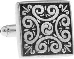Banemi Boutons De Manchette Personnalisés, Boutons De Manchette Et Goujons Noir Carré Fleur Motif Ensembles Pour Dîner De Noël 1.8X1.8CM -Rose Magasin 618rdFX4f4L. AC UL1500