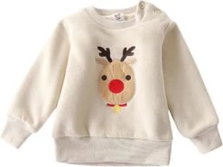 Noël Enfants Enfant Enfant Enfant Enfant Nouveau-né Garçons Filles Animaux De Bande Dessinée À Manches Longues Épais Pull Sweat-shirt Garçons