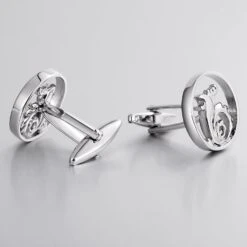 Banemi Boutons De Manchette Personnalisés, Boutons De Manchette Argentés Set Motifs Animaux En Acier Inoxydable Ensembles Pour Dîner De Noël 1.9X1.9CM -Rose Magasin 61ARLYheVnL. AC UL1500