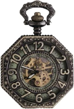 Montre De Poche POPETPOP Avec Montre De Poche Mécanique à Montre Rétro Personnalisée En Chaîne Montre Creuse Pour Cadeaux De Noël - Couleur Bronze