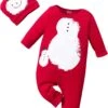 NLGToy Romper Costume Enfant Garçons Enfant Garçons Enfants Filles Garçons Infantile Mignon De Noël Cartoon Bonhomme De Neige Imprime Romper Combinaison (Rouge, 9-12 Mois)