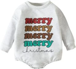 Filles Romper Robe De Noël Infantile Nouveau-né Bébé Garçons Filles Lettre Couleur Imprimé À Manches Longues Bébé Garçon Pyjamas 3-6 Mois