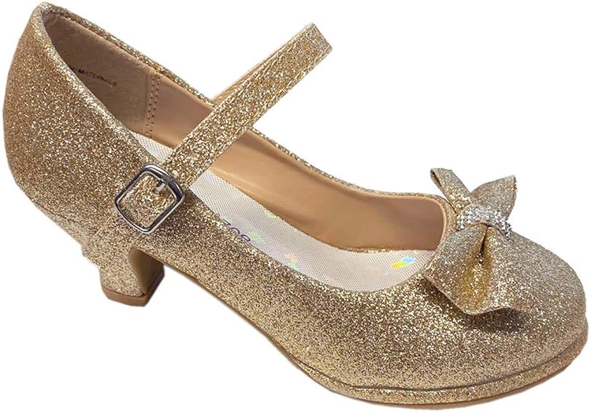 Rose Princesse Fleur Fille Robe Chaussures Pour Mariages Et Noël - Grande Et Petite Fille 2 Pouce Talon Haut Avec Étincelle Et Sangle 5 Rose Princesse Fleur Fille Robe Chaussures Pour Mariages Et Noël - Grande Et Petite Fille 2 Pouce Talon Haut Avec Étincelle Et Sangle – Image 3