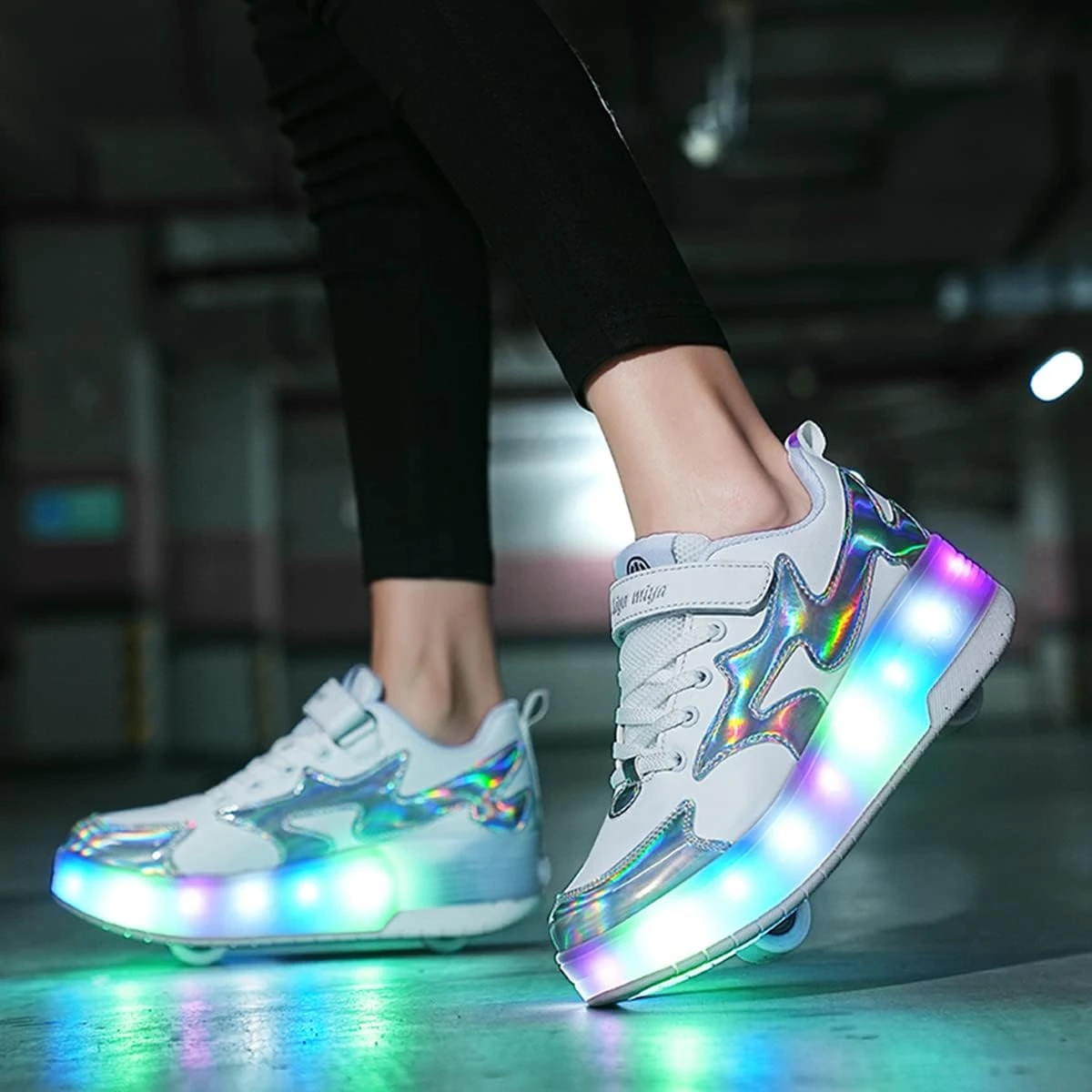 BFOEL Kids Roller Skates Chaussures Lumineuses Avec Double Roue Chaussures LED USB Chargement Roller Sneakers Pour Filles Garçons Anniversaire Noël Jour Meilleur Cadeau 6 BFOEL Kids Roller Skates Chaussures Lumineuses Avec Double Roue Chaussures LED USB Chargement Roller Sneakers Pour Filles Garçons Anniversaire Noël Jour Meilleur Cadeau – Image 4