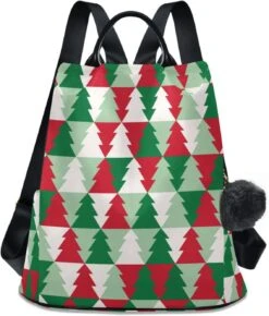 ALAZA Arbre De Noël Coloré Géométrique Sac À Dos Sac à Main Pour Femmes Anti Theft Mode Back Pack Sac à Bandoulière