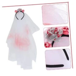 Amosfun 1Pc Halloween Headband Noël Ornements Headwear Pour Les Femmes Filles Voile Voile Fleur Voile Headband Halloween Bloody Décorations Halloween Fête Headband Plastique Cosmétique Costume Démon -Rose Magasin 61NhvXvosmL. SL1500