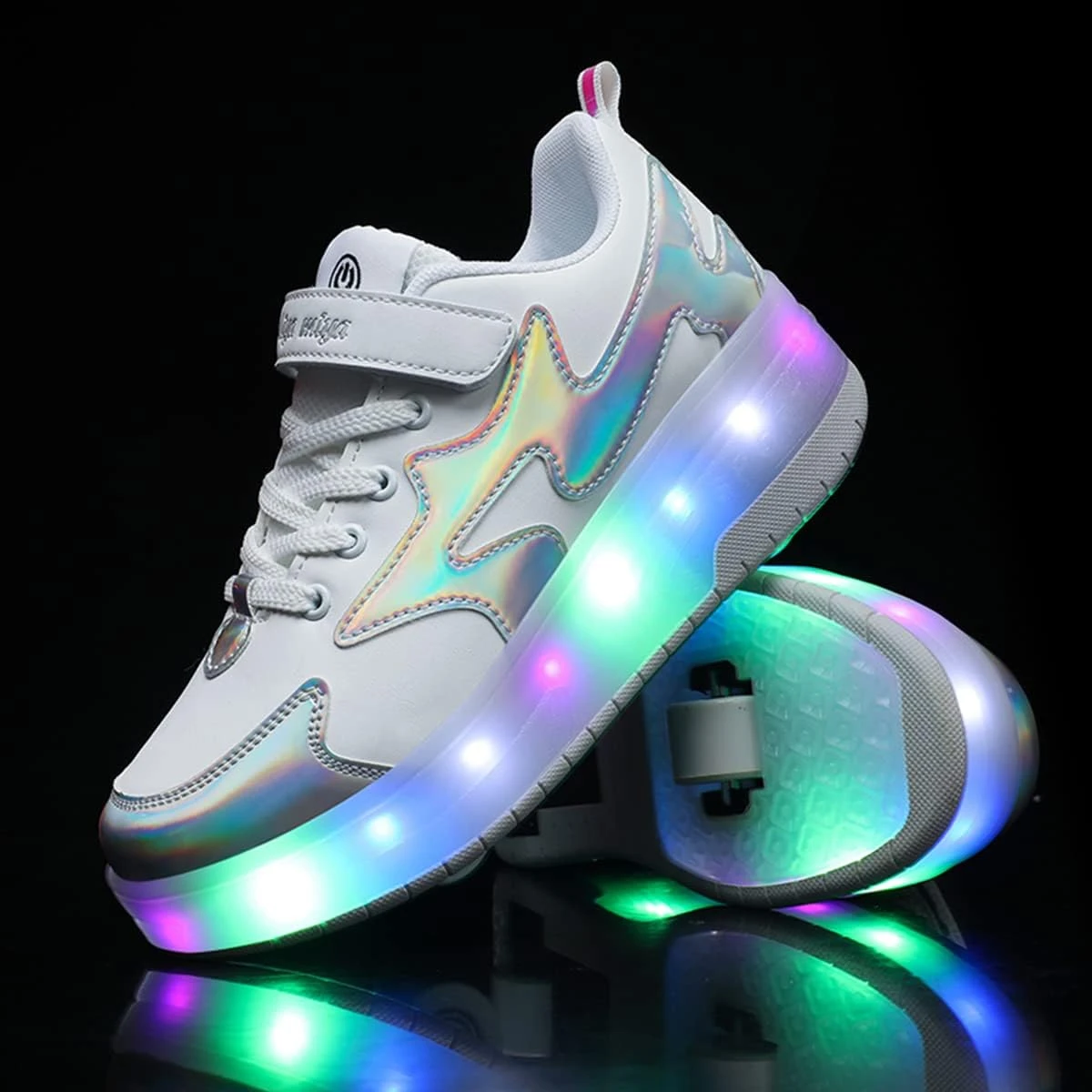 BFOEL Kids Roller Skates Chaussures Lumineuses Avec Double Roue Chaussures LED USB Chargement Roller Sneakers Pour Filles Garçons Anniversaire Noël Jour Meilleur Cadeau 4 BFOEL Kids Roller Skates Chaussures Lumineuses Avec Double Roue Chaussures LED USB Chargement Roller Sneakers Pour Filles Garçons Anniversaire Noël Jour Meilleur Cadeau – Image 2
