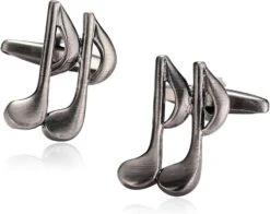 Banemi Boutons De Manchette Personnalisés, Boutons De Manchette Vintage En Acier Inoxydable Musique Double Note Cord Set Pour Dîner De Noël 2.3X1.8CM