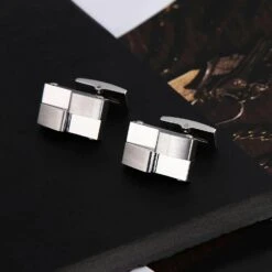 Housses De Bouton Pour Chemise De Smoking, Sertissages De Manchette En Argent Sertis De Rectangle En Acier Inoxydable Pour Le Dîner De Noël 2X1.3CM -Rose Magasin 61SyGNPaipL. AC UL1500