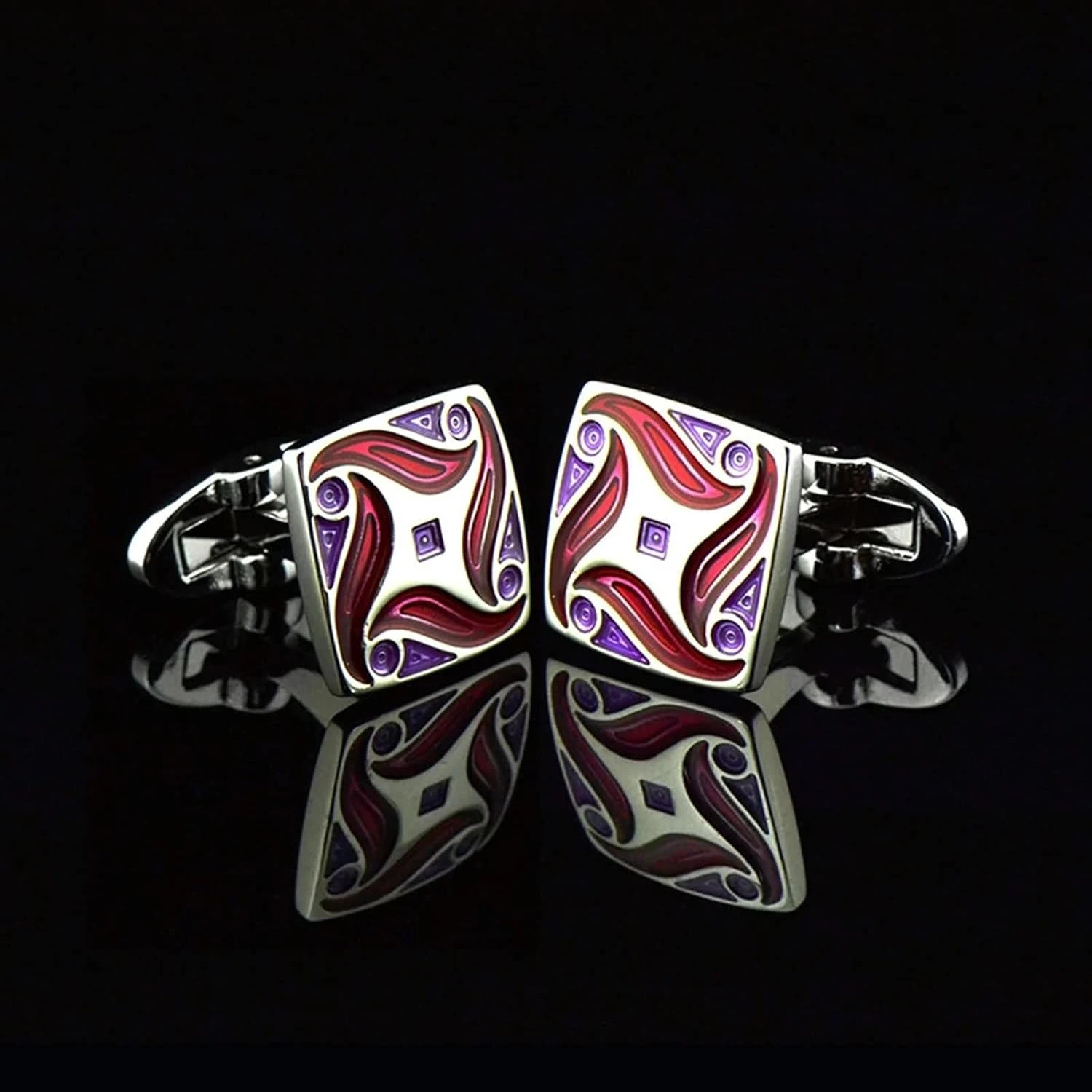 Banemi Silver Boutons De Manchette Gravé, Boutons De Manchette Groom Personnalisé Émail Carré Ensembles Pour Dîner De Noël 1.6CM 6 Banemi Silver Boutons De Manchette Gravé, Boutons De Manchette Groom Personnalisé Émail Carré Ensembles Pour Dîner De Noël 1.6CM – Image 4