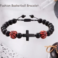 AnChang Gifts For Teen Boys Baseball Basketball Bracelet Natural Stone Bead Cross Bracelet For Mens Boys Son Grandson Coach Anniversaire Graduation Cadeaux De Noël -Rose Magasin 61Zckr3katL. AC UL1500