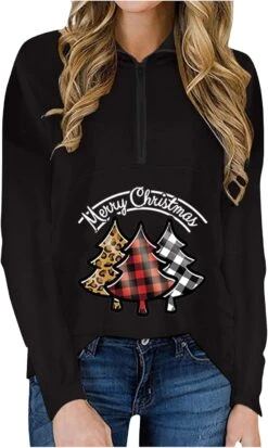 Ayaso Femmes Noël Manches Longues Neck Top Tireuse Confortable T-shirts Imprimés Pullover Décontracté Sweatshirts Chemisier Graphique