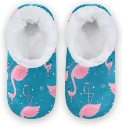 Rose Flamingo Flocons De Neige Enfants Maison Pantoufles Mignon Noël Nouvel An Garçons Fermé Retour Fuzzy Pieds Pantoufles Filles Corail Polaire Pantoufle Chaussettes Aucun Skid Chaud Confortable Maison Pantoufles Pour Intérieur Extérieur Hiver