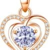 Collier Pendentif En Pierre De Naissance Coeur RIVIKO Pour Femme 925 Colliers En Zircone Argent Sterling Noël Bijoux De La Saint-Valentin Cadeaux Pour Filles Mère Femme -Rose Magasin 61fgSuG8BSL. AC UL1200