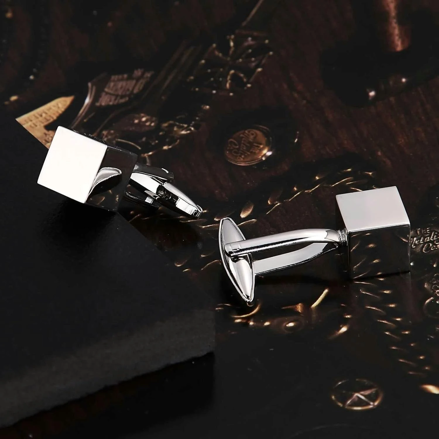 Banemi Boutons De Manchette Unique, Argent Boutons De Manchette Ensembles Carrés En Acier Inoxydable Pour Dîner De Noël 1X1CM 6 Banemi Boutons De Manchette Unique, Argent Boutons De Manchette Ensembles Carrés En Acier Inoxydable Pour Dîner De Noël 1X1CM – Image 4
