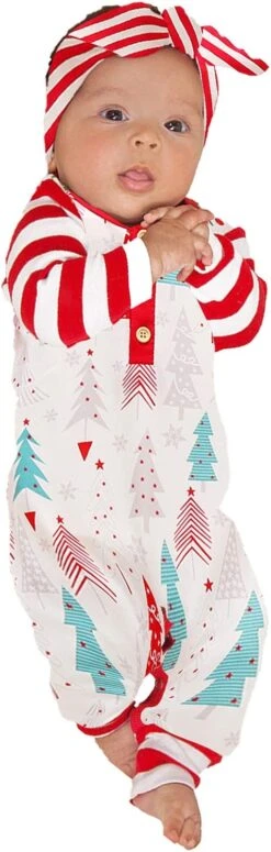 NLGToy Baby Pyjamas Romper Set Patchwork Noël Bébé Imprimer Combinaison Infantile Outfit Rayé Garçons Romper & Combinaison (Blanc, 12-18 Mois)